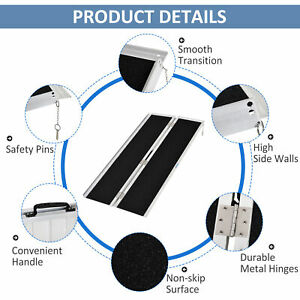 Portable Wheelchair Ramp Wheelchair Ramp for Steps 4' Aluminum Skidproof