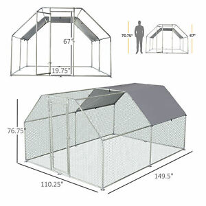 Large Metal Walk-In Chicken Coop Run Cage Outdoor Cover