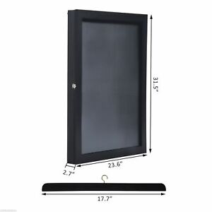 31.5” Hockey Jersey Display Case Frame Shadow Box Football Baseball Black Wood