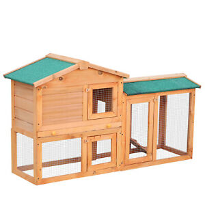 Large Rabbit Hutch Chicken Coop Guinea Cage Wooden Pet House