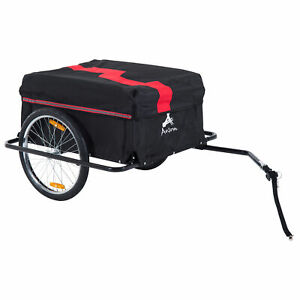 Folding Bike Cargo Trailer w/ Rain Cover Bicycle Large Carrier Cart Yard Patio