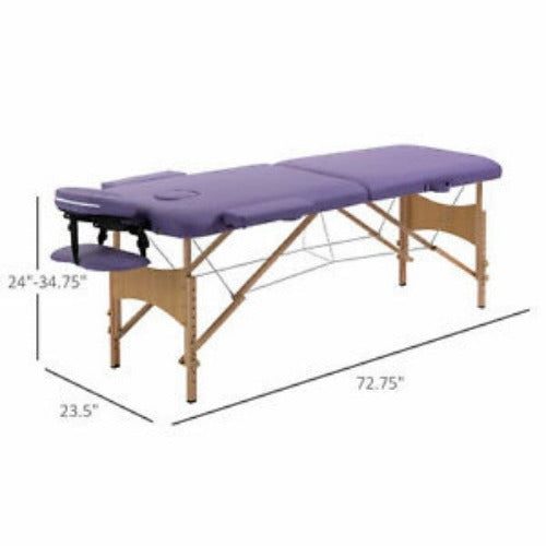 3 Section Massage Table Spa Facial Bed Adjustable Foldable Purple