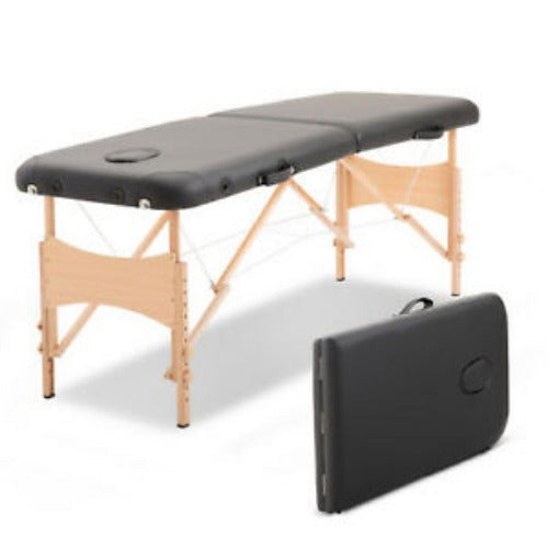 2 Section Massage Table Bed Spa Facial Couch Table Foldable w/ Carry Case