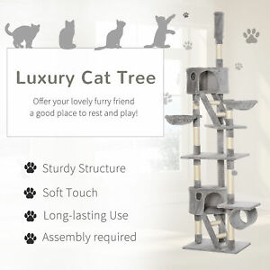 94"-102" Huge Cat Tree Ceiling High Cat Activity Center Multilevel Playhouse