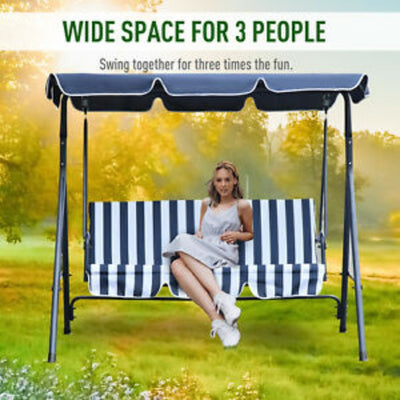 3 Seater Swing Chair Outdoor Patio Hammock Porch Glider Adjustable Canopy