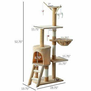 52" Multi-Level Cat Tree Kitty Activity Center Scratcher Tower Condo Beige