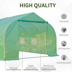 11.5x10ft Walk-In Greenhouse Plant Grow Tent Portable Garden Green