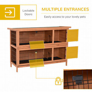 Rabbit Hutch Small Animal Pet House Yard Bunny Cage w/ Run & Tray Wooden