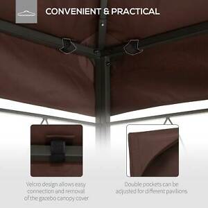 13' x 10' 2 Tier Gazebo Canopy Top Cover Replacement Garden Patio Brown