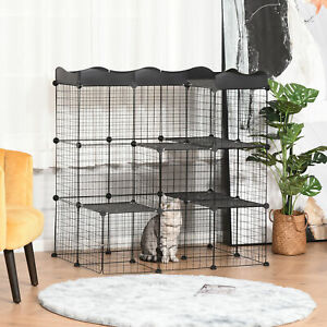 Pet Playpen DIY Small Animal Cage w/ Door Ramp Indoor Outdoor for Cat Pet Mink