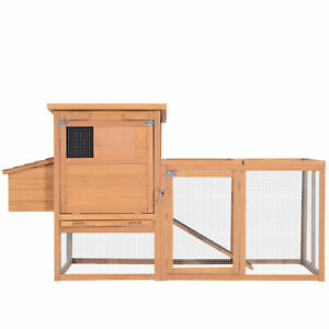 73.5" Deluxe Wooden Chicken Coop Hen Poultry Pet Cage W/ Run Nesting Box Tray