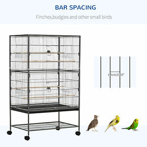 52'' Large Steel Bird Cage Bird House with Rolling Stand Slide-out Tray