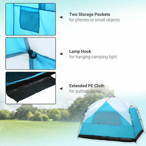 Camping Tent for 4 Person w/ Portable Carry Bag Family Tent for Hiking Travel