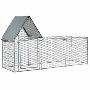 Walk In Chicken Run Galvanized Chicken Coop Hen House w/ Water-Resist Cover