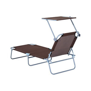 Lounge chair Reclining Seat Adjustable Portable Outdoor Oxford Brown