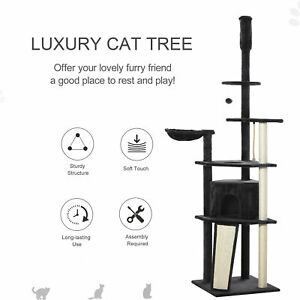 82.75"-94.5" Huge Cat Tree Ceiling Activity Center Adjustable Hammock Jute