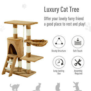 38” Cat Activity Tree Tower Kitten Center Scratching Pet Furniture Brown