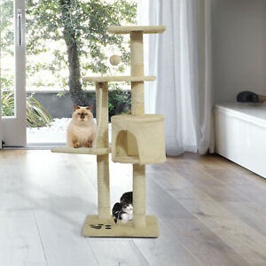 44" Scratching Cat Tree Multi Level Activity Center Kitty Condo Furniture Beige