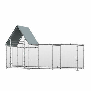 Walk In Chicken Run Galvanized Chicken Coop Hen House w/ Water-Resist Cover