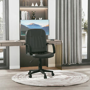 Office Chair PU Leather Ergonomic Conference Adjustable Height Black