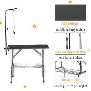 36" Large Pet Grooming Foldable Table Dog Cat Adjustable Arm Basket