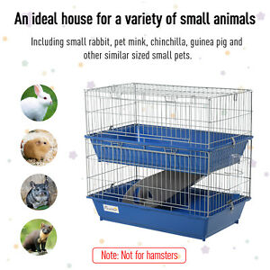 2-Tier Small Animal Cage Pet Mink Chinchilla Guinea Pig Hutch Pet Play House