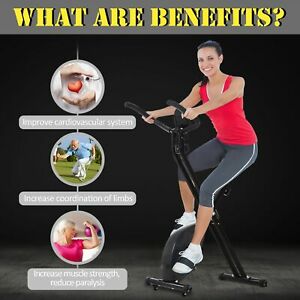 Foldable Exercise Bike Upright Fitness Bike 8-Level Resistance Cardio Workout