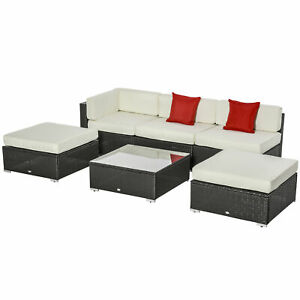 6 PCS Outdoor PE Rattan Sofa Sectional Patio Furniture Set w/Cushion