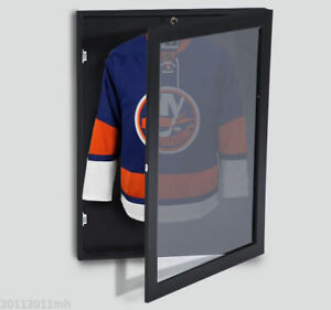 31.5” Hockey Jersey Display Case Frame Shadow Box Football Baseball Black Wood