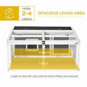 Wooden Rabbit Hutch Small Animal Cage Pet Run with Openable Roof Grey