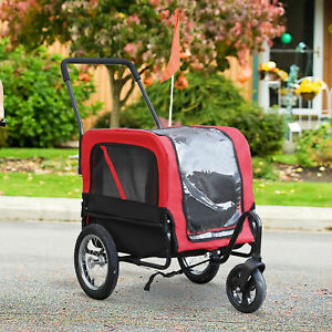 2-In-1 Dog  Bicycle Trailer / Stroller Pet Carrier with 360 Swivel Wheel, Hitch,