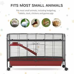 42” Rolling Pet Cage Set for Small Animals with Ramp & Feeder Rabbit Guinea Pig