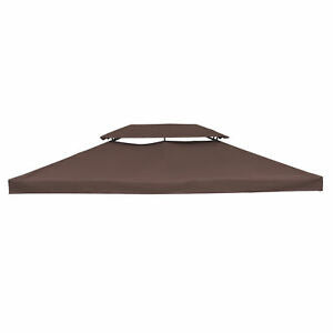 13' x 10' 2 Tier Gazebo Canopy Top Cover Replacement Garden Patio Brown