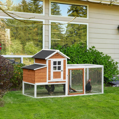 76&quot; Wooden Chicken Coop with Safe Non-Polluting Materials, Poultry Cage 196393071106