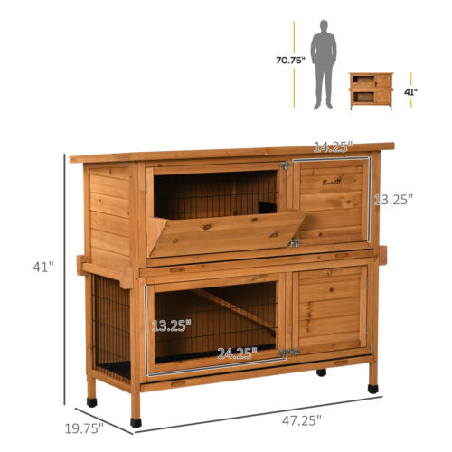 Wooden Rabbit Hutch, Bunny Cage for Small Pet w/Pull Out Tray Openable Roof Ramp 196393165508