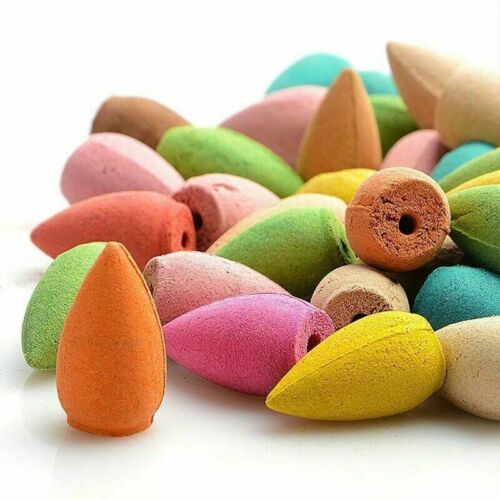 50Pcs Backflow Tower Incense Cones Mix Floral Hollow Smoke Cones Aromatherapy