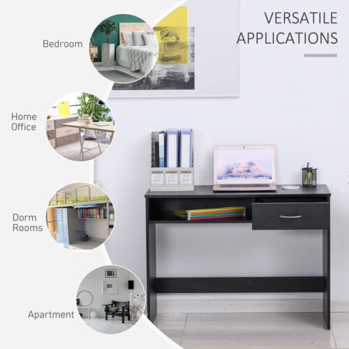 HOMCOM Writing Study Desk with Drawer &amp; Storage Shelf for Home Office, Study