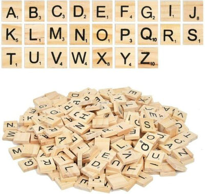 400pcs Wooden Alphabet Letter Crafts Wooden Tiles Decorations For DIY Home Event