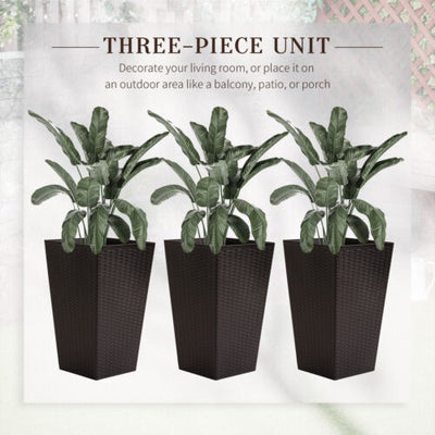 Set of 3 Tall Planters Outdoor &amp; Indoor Flower Pot Set Decorative Container