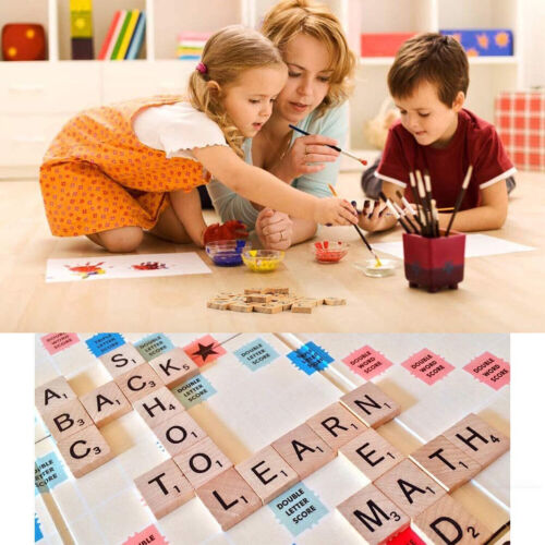 400pcs Wooden Alphabet Letter Crafts Wooden Tiles Decorations For DIY Home Event
