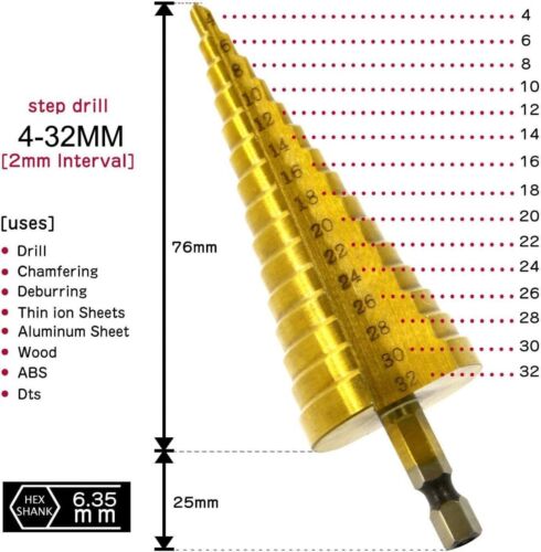 3 Pcs Titanium Nitride Coated Drill Set Steel for iron, aluminum plate NEW K