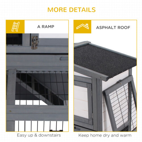 Wood Small Animal Outside Pet Housing Unit with Optional Open Roof and Doors