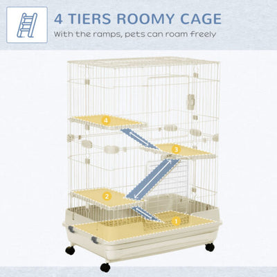 4-Level Hamster or Small Animal Hutch/Cage, White, 43.25&quot; H 842525186469