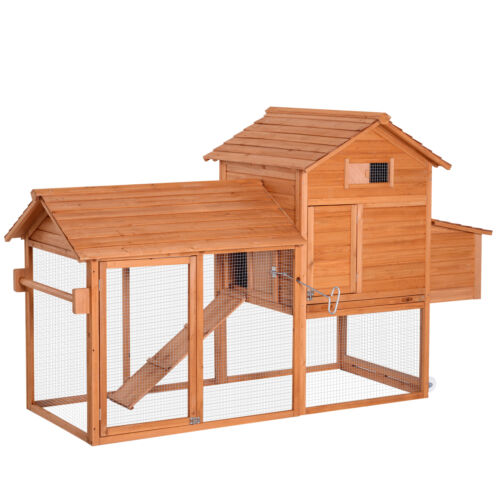 Deluxe Backyard Wood Poultry Chicken Coop Hen House Hutch Nesting Box w/Wheels