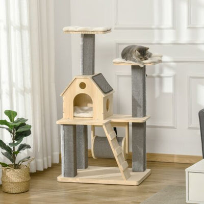 Modern Climbing Activity Cat Tower with Scratching Posts Cat Condo Spinning Toy