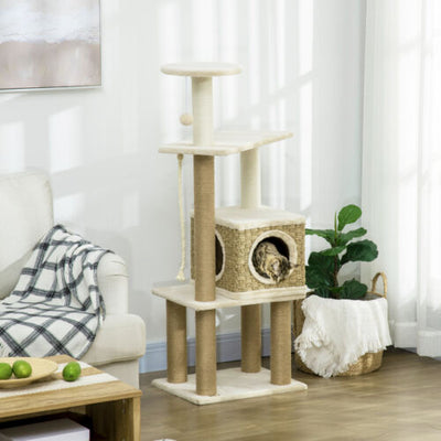 Cat Tree Activity Center w/ Jute Scratching Post, Condo, Hanging Ball Toy