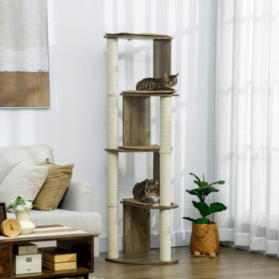 Multi-Lever Cat Tower with Scratching Posts, Small-Fit Kitten Tower with Sisal