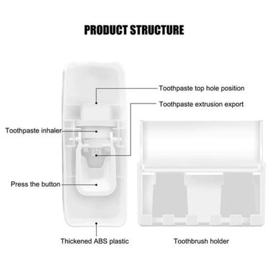 Automatic Toothpaste Dispenser + 5 Toothbrush Holder Stand Wall Mounted Bathroom