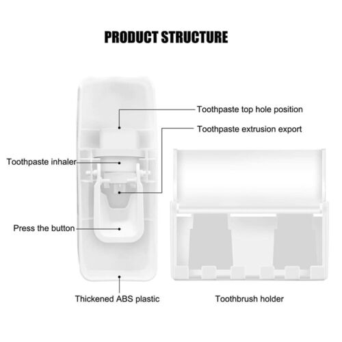 Automatic Toothpaste Dispenser + 5 Toothbrush Holder Stand Wall Mounted Bathroom