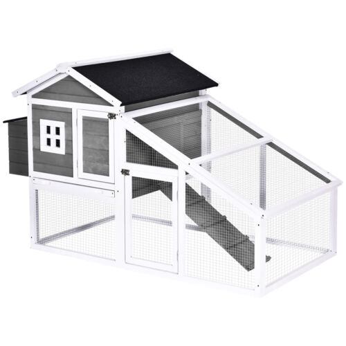 Deluxe Chicken Coop, Small Pet Habitat w/ Outdoor Run, Removable Cleaning Tray 196393066768